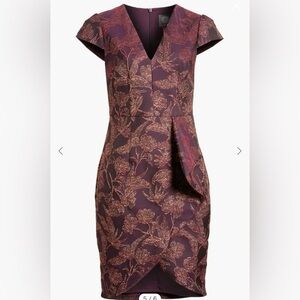 NWT Vince Camuto Jacquard V-Neck Cap Sleeve Dress size 10